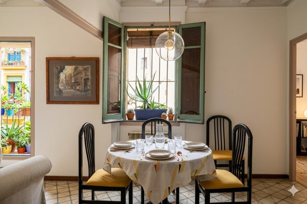 Piso en venta en el Barrio Gótico, Barcelona — edificio histórico con vistas a iglesia
