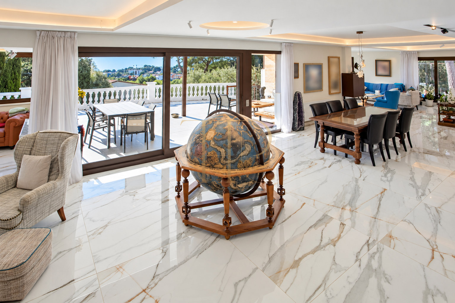 Villa reformada con vistas al mar y piscina en Castelldefels